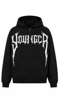 YoungLA Gothic Script Zip Hoodie Black - imagen de catálogo 1