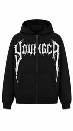 YoungLA Gothic Script Zip Hoodie Black - imagen de catálogo 1