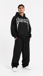 YoungLA Gothic Script Zip Hoodie Black - imagen de catálogo 2