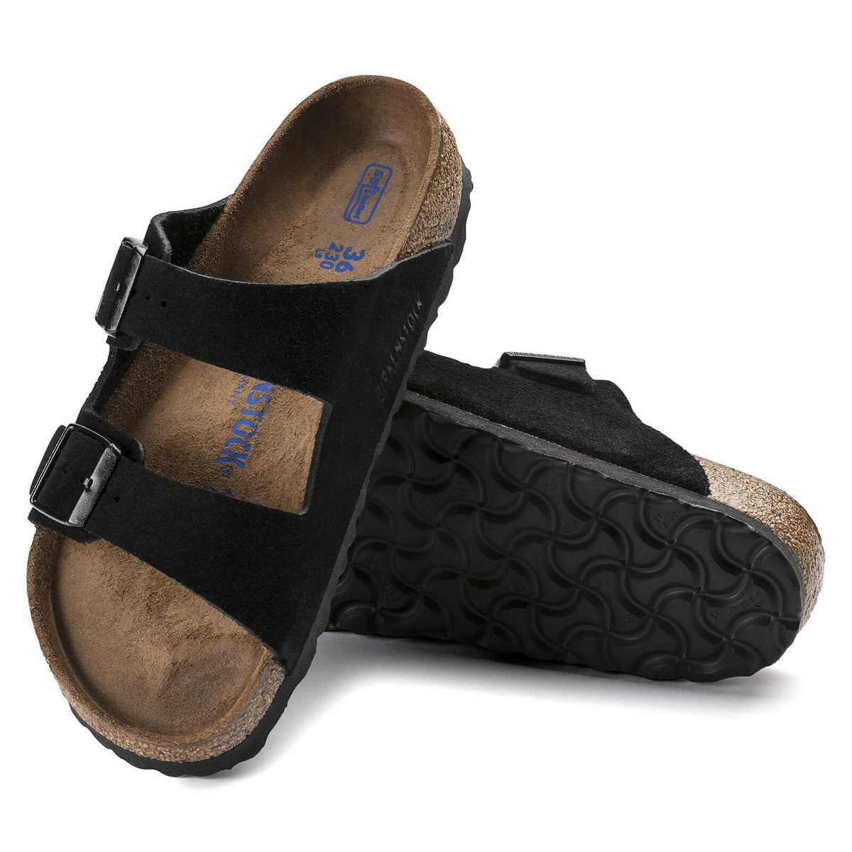 Birkenstock Arizona Soft Footbed negro, detalle de suela exterior oficial