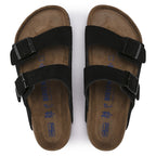Birkenstock Arizona Soft Footbed negro, vista superior oficial con plantilla y sello interior