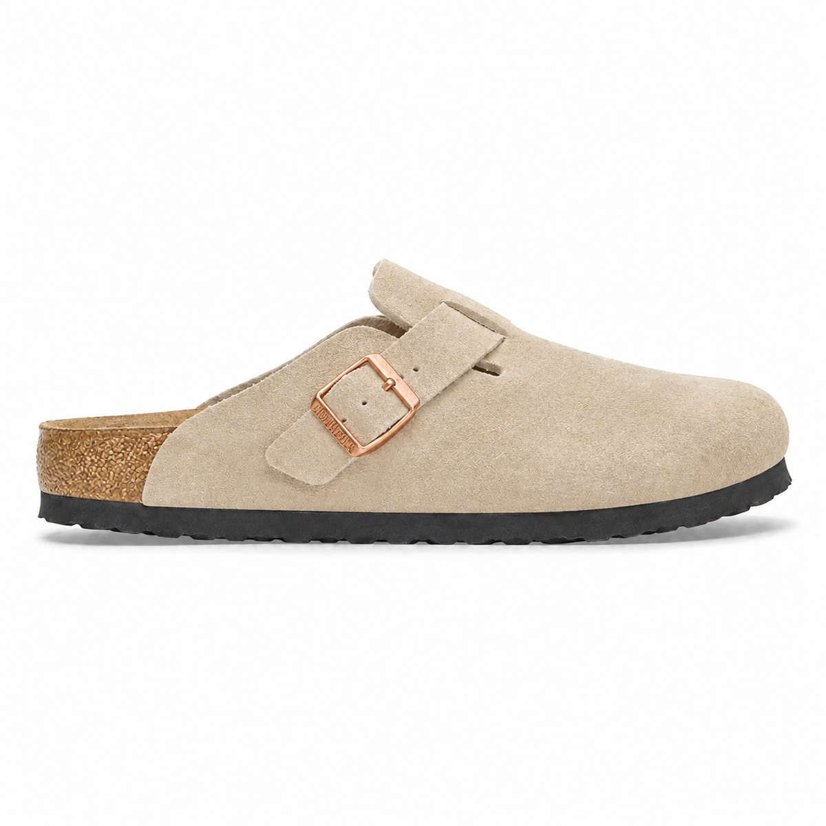 Birkenstock Boston en ante taupe, vista lateral