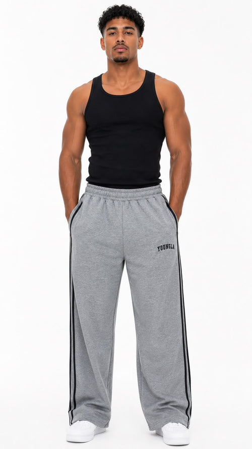 YoungLA 249 Flagship Track Pants Grey - modelo de frente
